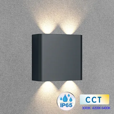 Produktbild von 4w LED Wandleuchte Fassadenleuchte Außenbereich in Schwarz Eckig |CCT|360 Lumen