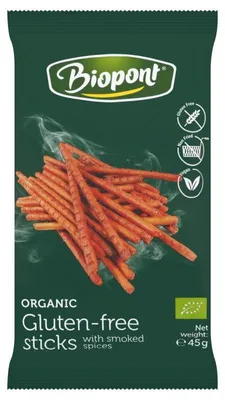 PALUSZKI O SMAKU PAPRYKI WĘDZONEJ BEZGLUTENOWE BIO 45 g - BIOPONT