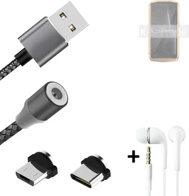 Produktbild von K-S-Trade® Hochwertiges Magnet-Lade-kabel Sync-Kabel Daten-Kabel + Kopfhörer kompatibel mit Cubot Pocket mit USB-Typ-C-Anschluss und