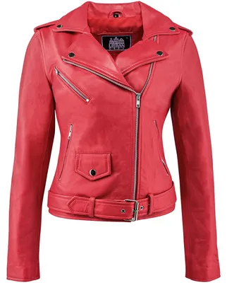 Produktbild von Urban Leather Perfecto Retro Damen Lederjacke Rot Lamm-Nappa, Red, Größe XL - 44
