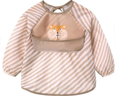 Obrázok produktu pre Uniqoos® Sada 2 kusov detských plienok s dlhými rukávmi – vodoodolný polyester, vrecko na drobky, nastaviteľné zapínanie, elastické manžety, vhodné na pranie, pre bábätká a malé deti
