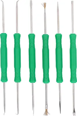 Produktbild von 6-teiliges Set Löthilfswerkzeuge mit doppelseitiger, gehärteter Spitze, ergonomisch, professionell, für das Schweißen.