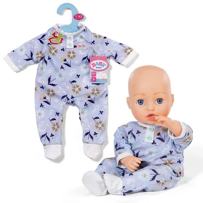 Produktbild von BABY born blauer Strampler mit Blumenmotiv für 43cm Puppen