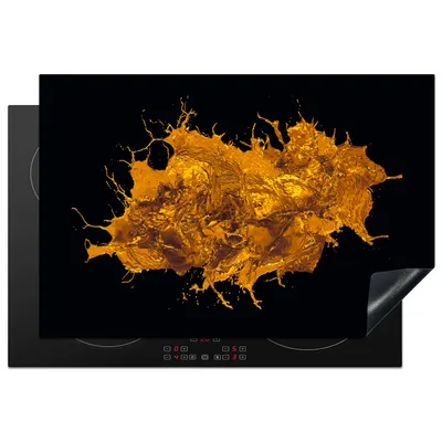 Produktbild von KitchenYeah© Herdabdeckplatte Farbe - Gold - Abstrakt - Schwarz , 77x51cm, Küche Deko, Glaskeramikkochfeld Herdabdeckung, Abdeckplatte fùr Kochfeld