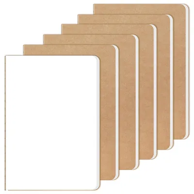 Produktbild von Notizbuch A5 Blanko 6 Stück Kraftpapier Einband 80 g/m² Premium Papier Skizzenbuch