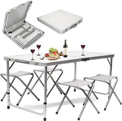 Zdjęcie produktu dla Składany stół piknikowy 120 x 60 x 70 cm, biały