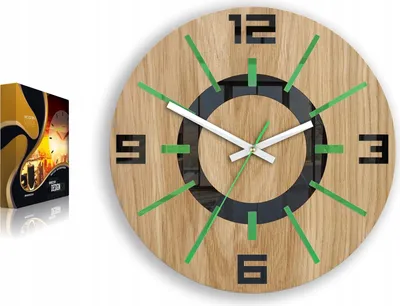 Produktbild von ModernClock, Wanduhr, Wohnzimmer, große Wanduhr aus Eiche, Alladyn