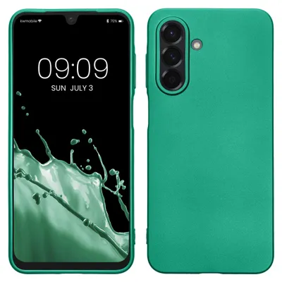 Produktbild von kwmobile Handyhülle für Samsung Galaxy A26 5G Hülle - Silikon Case metallisch schimmernd - Schutzhülle Cover - Metallic Dunkelgrün