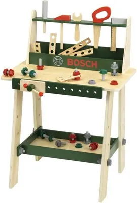 Produktbild von Werkbank, Bosch Klein Holzmit Zubehör, Rollenspielzeug, 55 x 50 x 75 cm, Ab 3 Jahren