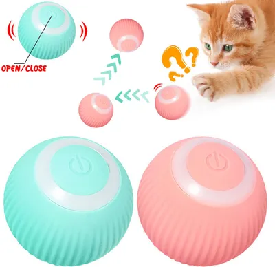 Produktbild von 2 Stück Interaktives Katzenspielzeug,360° selbstdrehender,mit LED Licht,Smart Ball Automatic Toys Rolling USB-Charging