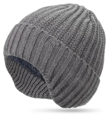 Immagine prodotto di Berretto invernale da donna e da uomo, in maglia, con paraorecchie, colore grigio, foderato in pile