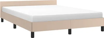 Produktbild von vidaXL Bettgestell mit Kopfteil ohne Matratze Cappuccino 140x200 cm