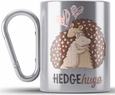 Produktbild von Trendation - Valentinstag Edelstahl Tasse Karabiner Geschenk für Ihn Sie Lustig Hedgehugs Geschenkidee Becher Freund Freundin Liebe Paare (Silber)