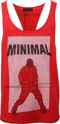 Image de C0643 t-shirt rouge/blanc/noir sans manches chemise homme MINIMAL