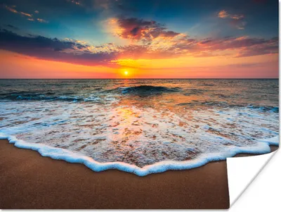 Produktbild von MuchoWow® Poster Strand - Meer - Sonnenuntergang 120x90 cm - Wandbild