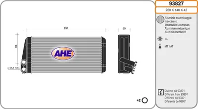 Produktbild von AHE 93827 Wärmetauscher Innenraumheizung Kühler passend für PEUGEOT 307 CC (3B) 307 (3A/C) 307 SW (3H) 307 Break (3E)