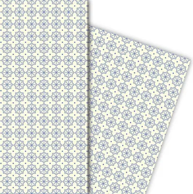Produktbild von Edles indigo Muster Geschenkpapier in blau - großes Muster - G7189, 32 x 48cm