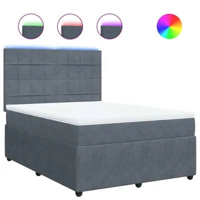 Productafbeelding van Boxspring met matras fluweel donkergrijs 140x200 cm