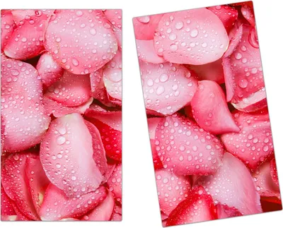 Produktbild von Spritzschutz Herdabdeckplatte Schneidebrett aus Glas Rosenblätter mit Tropfen 2-Teilig (60x52cm)