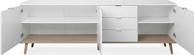 Produktbild von Sideboard Göteborg Anrichte in weiß mit Sonoma Eiche massiv Kommode 200 cm Design skandinavisch