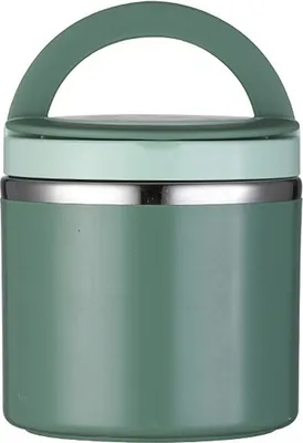 Produktbild von 1000ml Thermobehälter mit Griff Edelstahl Warmhaltebehälter für Lebensmittel Brotzeitdose Lebensmittelbehälter Frühstücksbecher Suppenschüssel Thermoskanne,Grün