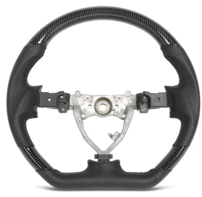 Image de Volant Hydro-Dip, cuir perforé, face inférieure aplatie, coutures noires, pour FJ Cruiser de 2007 à 2017, aspect fibre de carbone