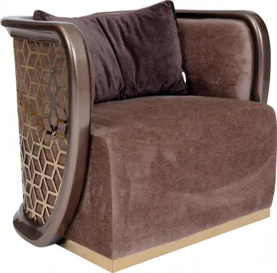 Immagine prodotto di Poltrona moderna in tessuto marrone dal design elegante