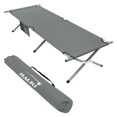 Produktbild von Kempingová posteľ Hauki skladacia, sivá, 210x83x46 cm, XL kempingová posteľ s taškou na prenášanie