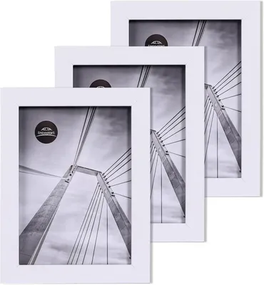 Obrázek produktu pro Sada fotorámečků, 3 bílé rámy z MDF, rozměr 13 x 18 cm, s odolným akrylovým sklem, určené pro fotografie a dokumenty