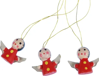 Produktbild von 3 Stück Weihnachtsbaumanhänger Baumschmuck Anhänger Xmas Engel Holz rot