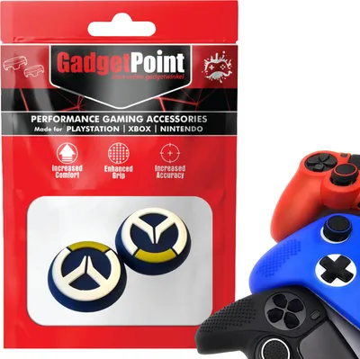 Immagine prodotto di Impugnature per il pollice - Impugnature per il pollice per PS5, PS4, PlayStation, Xbox Series X/S, One, 360 e Nintendo Switch Pro Controller - Impugnature per il pollice da gioco - Impugnature per il pollice ad alte prestazioni - Cappucci antiscivolo per joystick - Accessori per la bescherming - Blauw met Wit/Geel -