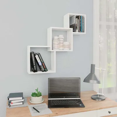 Produktbild von vidaXL Cube Wandregale Weiß 68x15x68 cm Holzwerkstoff