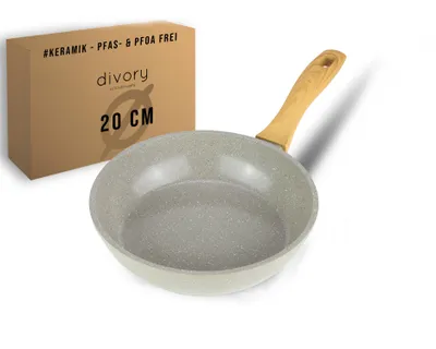 Immagine prodotto di Padella in Vetroceramica DIVORY 20cm | Padella a induzione con rivestimento in Vetroceramica | Senza PTFE | Piccola padella in Vetroceramica | Mini padella | Padella per uova rivestita