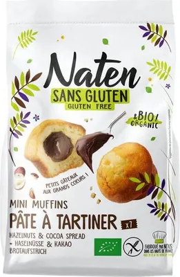 MUFFINKI MINI Z NADZIENIEM ORZECHOWO - KAKAOWYM BEZGLUTENOWE BIO 200 g - NATEN