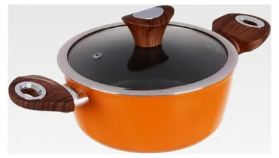 Produktbild von 20 cm oranger Kochtopf mit Deckel