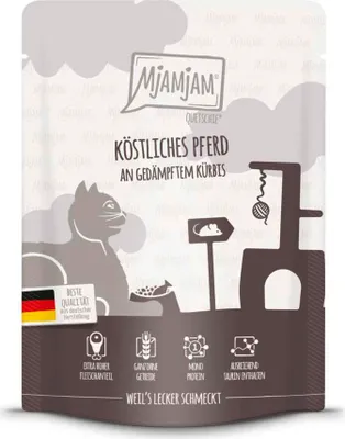 Produktbild von MjAMjAM Cat - Leckere Mahlzeiten Pouchbeutel 6x300g | Pferd & Kürbis