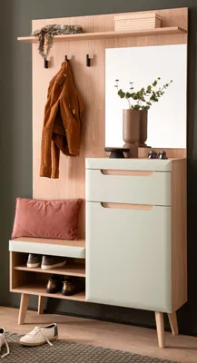 Produktbild von Garderobe "Isgard" Pistazie und Eiche Kompaktgarderobe skandinavisch