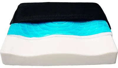 Image de Coussin décompresseur en mousse viscoélastique et gel, ergonomique, de couleur noire