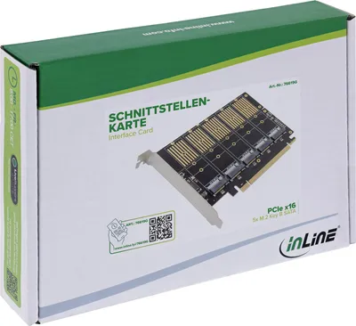 Produktbild von InLine 76619G, PCIe, M.2, SATA, Männlich, PCIe 3.1, JMB585, 6 Gbit/s