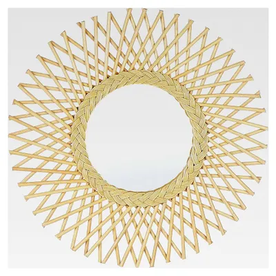 Produktbild von Runder Wandspiegel aus Rattan in Sonnenform 60 cm