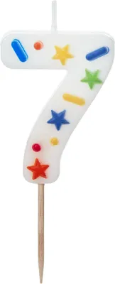 Immagine prodotto di Candela numero #7 | 5,5 cm coriandoli bianchi