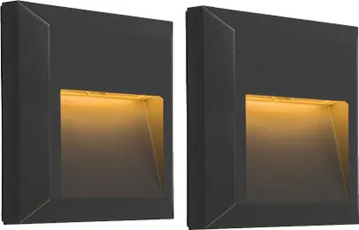 Produktbild von QAZQA - Modern Set mit 2 modernen Wandleuchten dunkelgrau inkl. LED - Gem 2 - Kunststoff Quadratisch - I (nicht austauschbare) LED