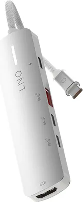 Zdjęcie produktu dla LINQ LQ49051, Przewodowa, USB 3.2 Gen 2 (3.1 Gen 2) Type-C, 140 W, 10,100,1000,2500 Mbit/s, Szary, Biały, 10 Gbit/s
