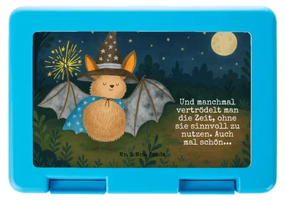 Produktbild von Mr. & Mrs. Panda Bento Box Fledermaus Zauberer Design - Weiß - Geschenk, Bentobox, Magier, Tiere, Frühstücksbox, Lunchbox, Vorratsdose, Fledermäuse, Snackbox, Frauen
