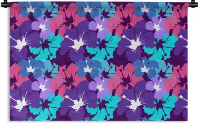 Produktbild von MuchoWow® Wandteppich Wandbehang Tropisch - Blumen - Hawaii - Muster 150x100 cm Tapisserie Dekoration Wandtuch - Waschbar - Tapisserien - Wand-Decke