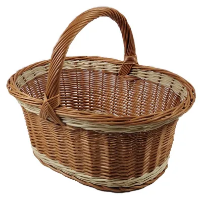 Produktbild von Großer Einkaufskorb aus Weide Braun-Weiß oval 52x39x40 cm
