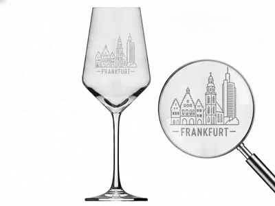 Produktbild von Weinglas Gravur Frankfurt 350ml spülmaschinenfest aus Kristallglas