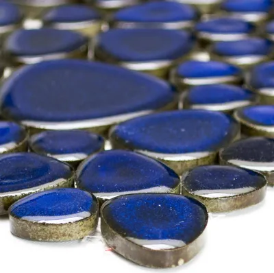 Produktbild von Keramik Mosaik Fliesen Kiesel Optik Dunkelblau