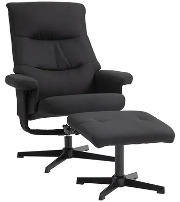 Image de Fauteuil relaxant avec repose-pieds – Fauteuil inclinable – Fauteuil à bascule – Revêtement en velours noir – Charge maximale : 150 kg