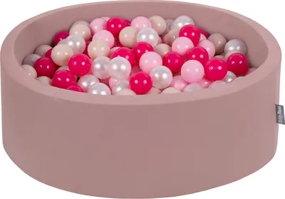 Produktbild von KiddyMoon rund bällebad bällepool 90x30cm/200 bälle ? 7cm ballgruben für babys spielbad kleinkinder, hergestellt in der eu, erikafarben: pastellbeige/puderrosa/perle/dunkelpink